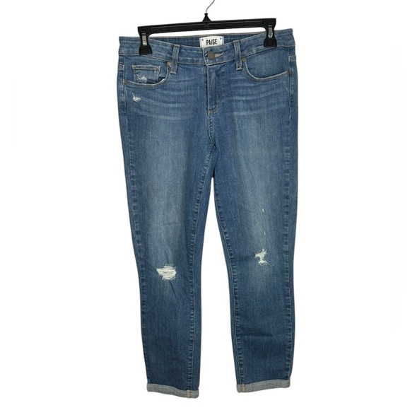 Paige Distressed Blue Kylie Crop Skinny Jeans Size 29 in Nora Destructed - Picture 2 of 14